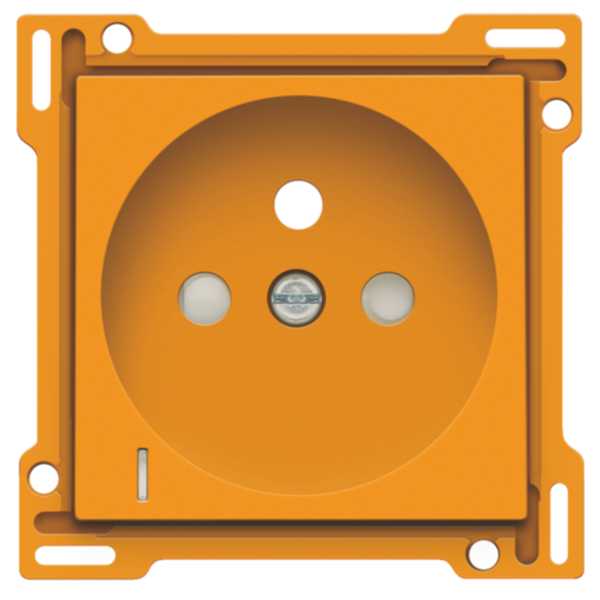 Finishing set with transparent lens for socket outlet with voltage indication, pin earthing and shutters, flush-mounting depth of 28.5mm, orange image 1