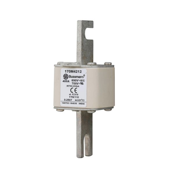 Fuse-link, high speed, 400 A, AC 690 V, DIN 1, 53 x 66 x 138 mm, aR, DIN, IEC, type T indicator image 8