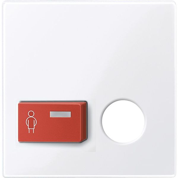 Central plate for call button with plug-in contact, active white glossy, system M image 1