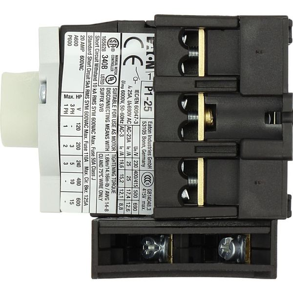 Main switch, P1, 25 A, rear mounting, 3 pole, 1 N/O, 1 N/C, Emergency switching off function, Lockable in the 0 (Off) position, With metal shaft for a image 54