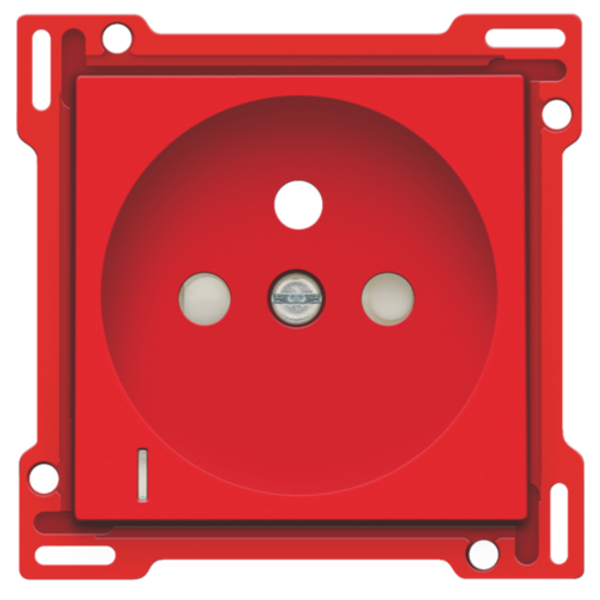 Finishing set with transparent lens for socket outlet with voltage indication, pin earthing and shutters, flush-mounting depth of 28.5mm, red image 1