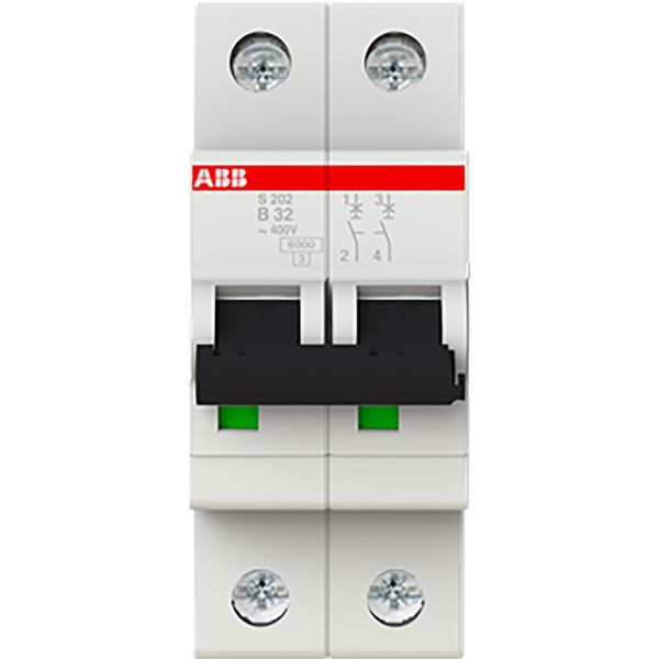 S202-B32 Miniature Circuit Breaker - 2P - B - 32 A image 2