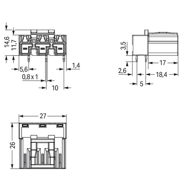 Plug for PCBs angled 3-pole gray image 5