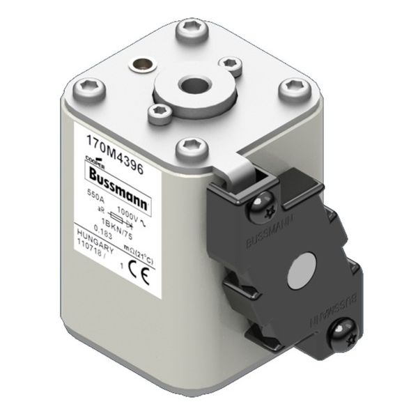 Fuse-link, high speed, 550 A, AC 1000 V, size 1, 53 x 69 x 74 mm, aR, IEC, UL, single indicator, flush mounting (metric) image 2