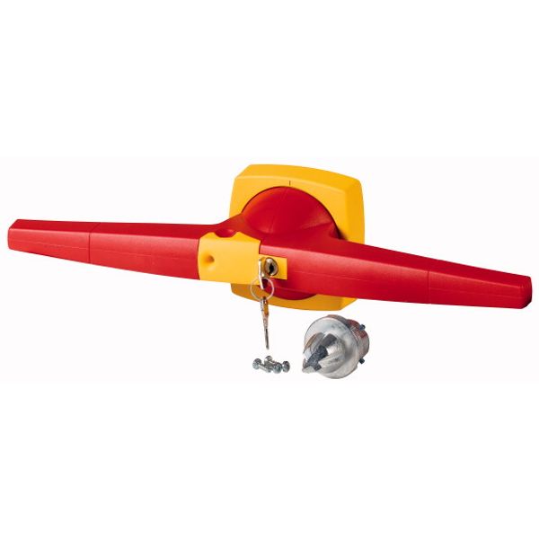Toggle, 14mm, door installation, red/yellow, cylinder lock image 1