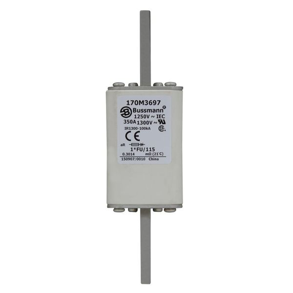 Fuse-link, high speed, 350 A, AC 1250 V, compact size 1, 45 x 45 x 156 mm, aR, IEC, UL image 3