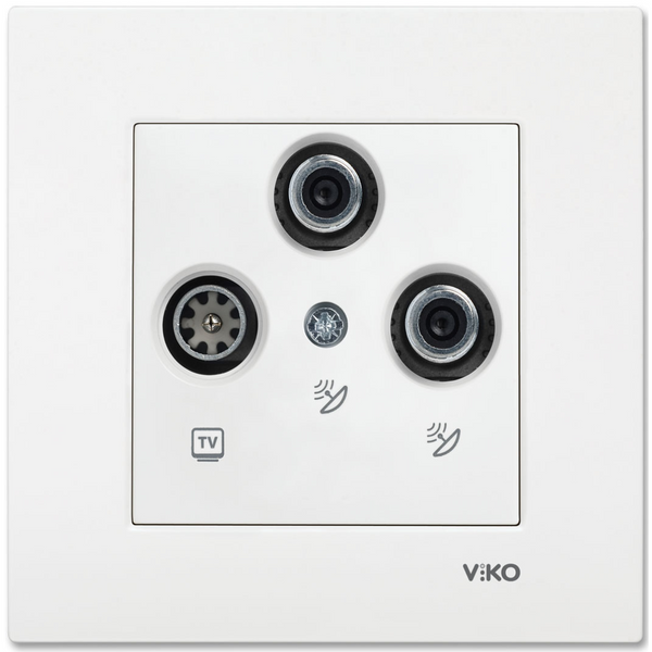 Karre White Two Gang Sat Socket (Sat-Sat-TV) image 1