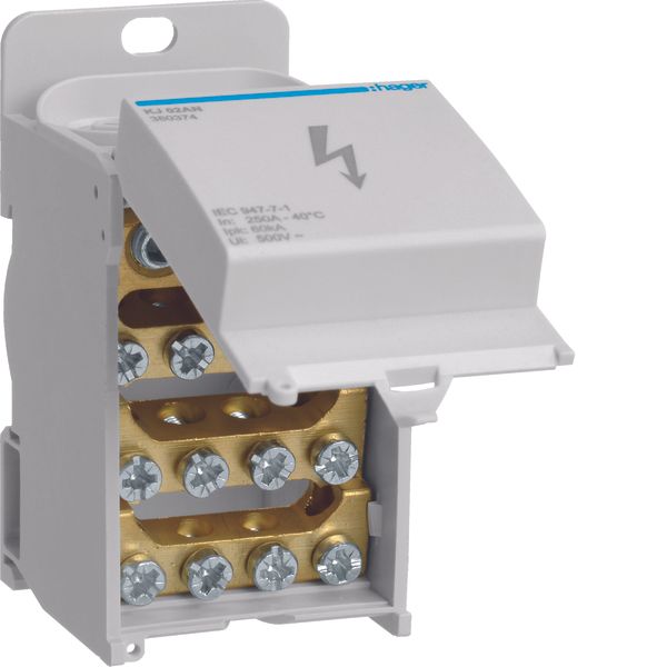 Distribution block 250A with cover 1pole 1x35-120²/1x1,5-50²/4x1,5-16² image 1