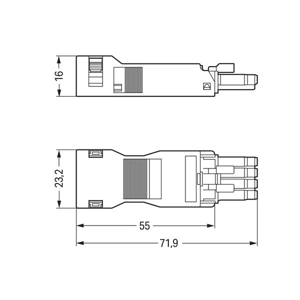 Socket with strain relief housing 4-pole black image 7