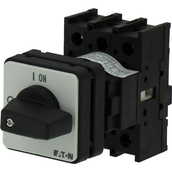 On-Off switch, P1, 40 A, centre mounting, 3 pole, with black thumb grip and front plate image 4