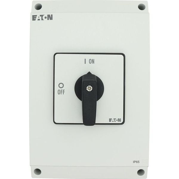 On-Off switch, P3, 63 A, surface mounting, 3 pole, with black thumb grip and front plate image 49