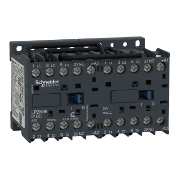 TeSys K reversing contactor, 3P, AC-3 440V 9 A, 1NC, 24V DC coil,screw clamp terminals image 2