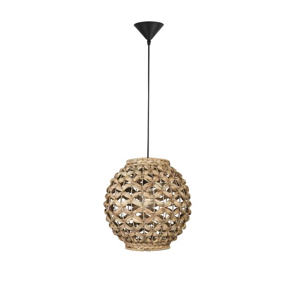 Dried Water Hyacinth  Black Fabric Wire & Base  LED E27 1x12 Watt 230 Volt  IP20 Bulb Excluded  D: 30.5 H1: 30.5 H2: 215 cm Adjustable height image 1