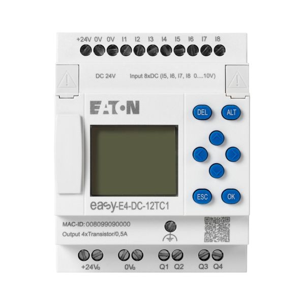 Control relays easyE4 with display (expandable, Ethernet), 24 V DC, Inputs Digital: 8, of which can be used as analog: 4, screw terminal image 8