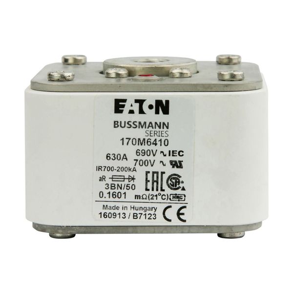 Fuse-link, high speed, 630 A, AC 690 V, size 3, aR, IEC, UL, single indicator image 3