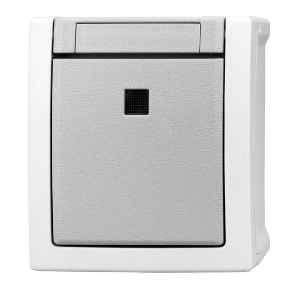 Push button illuminated, neutral base, NO, VISIO IP54 image 1