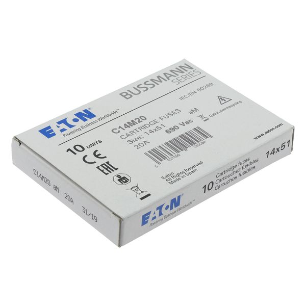 Fuse-link, LV, 20 A, AC 690 V, 14 x 51 mm, aM, IEC image 13