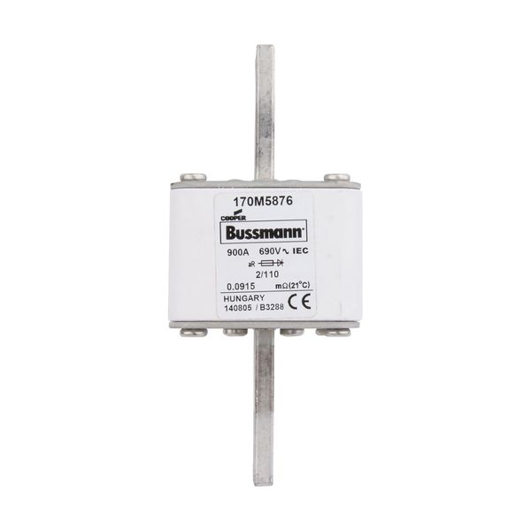 Fuse-link, high speed, 900 A, AC 690 V, size 2, 61 x 75 x 140 mm, aR, DIN, IEC, single indicator image 6