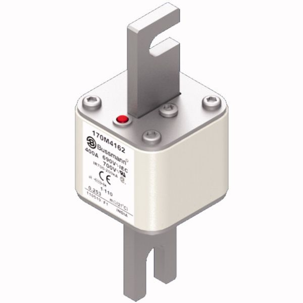 Fuse-link, high speed, 400 A, AC 690 V, DIN 1, 53 x 66 x 138 mm, aR, DIN, IEC, single indicator image 2