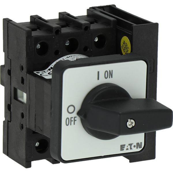 On-Off switch, P1, 40 A, flush mounting, 3 pole, 1 N/O, 1 N/C, with black thumb grip and front plate image 2