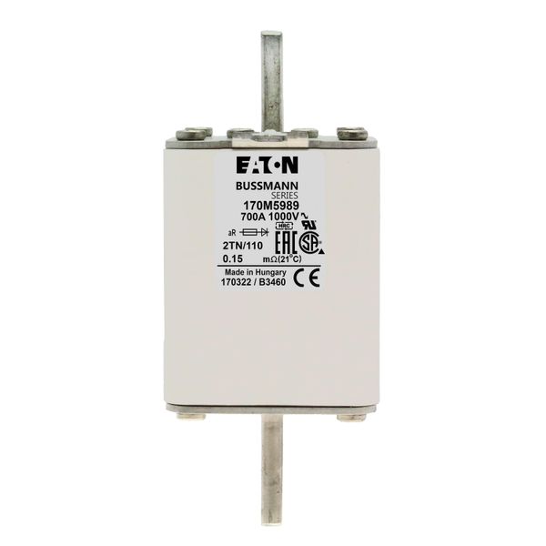 Fuse-link, high speed, 700 A, AC 1000 V, DIN 2, 59 x 75 x 138 mm, aR, DIN, IEC, single indicator image 8