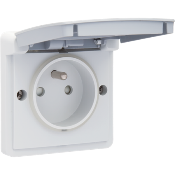 Splashproof socket outlet 16 A/250 Vac with pin earthing, shutters and with plug-in terminals, grey image 1