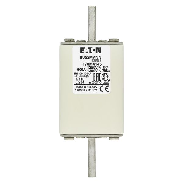 Fuse-link, high speed, 500 A, AC 1250 V, size 1, 53 x 66 x 138 mm, aR, DIN, IEC, single indicator image 7