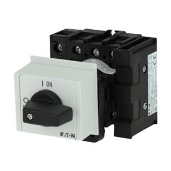On-Off switch, P1, 40 A, service distribution board mounting, 3 pole + N, 1 N/O, 1 N/C, with black thumb grip and front plate image 4