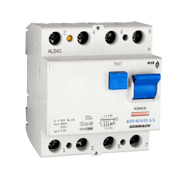 Residual current circuit breaker 40A, 4-p, 300mA, type S,A image 1