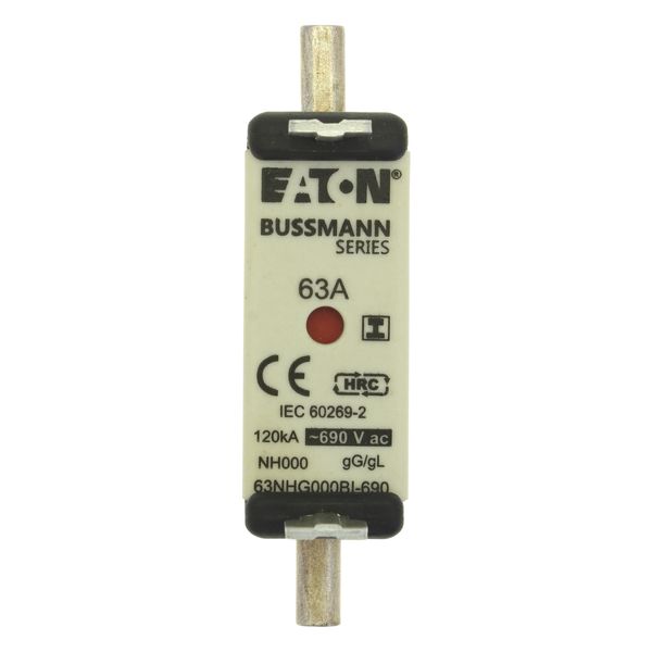 Fuse-link, LV, 63 A, AC 690 V, NH000, gL/gG, IEC, dual indicator, insulated gripping lugs image 17