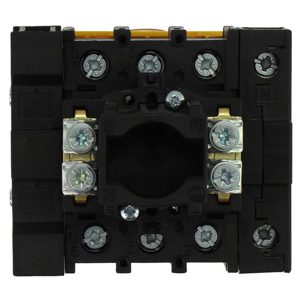 Main switch, P1, 40 A, flush mounting, 3 pole + N, 1 N/O, 1 N/C, Emergency switching off function, With red rotary handle and yellow locking ring, Loc image 5