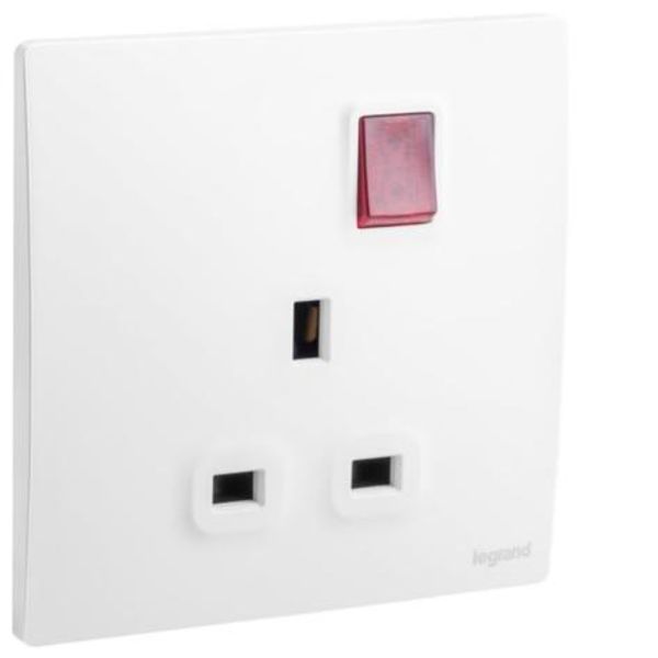 281114MW Mallia Senses 1 gang BS switched socket outlet single pole - with LED - 13A image 1