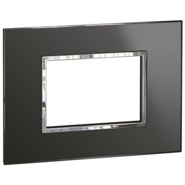 Italian / US standard plate Arteor square version 3 modules - reflective black image 1