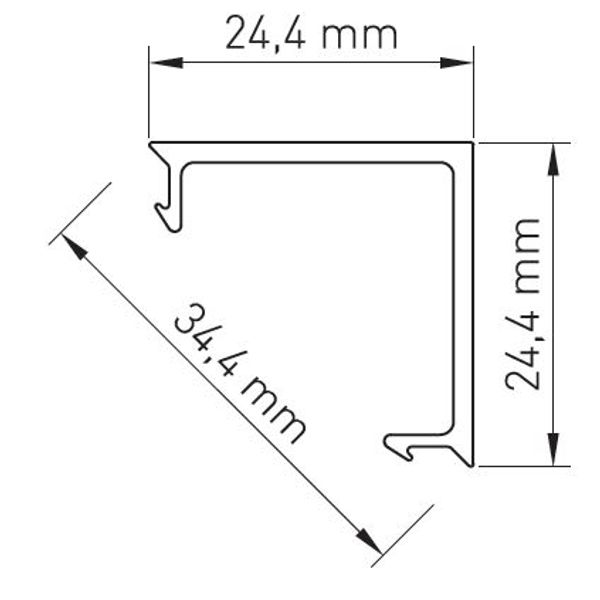 PMMA cover SP square opal L-2000mm W-34,4mm H-25mm image 2