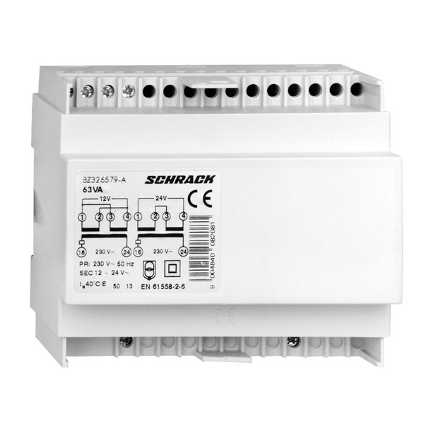 Modular DIN-rail-transformer, 63VA/12-24V image 1