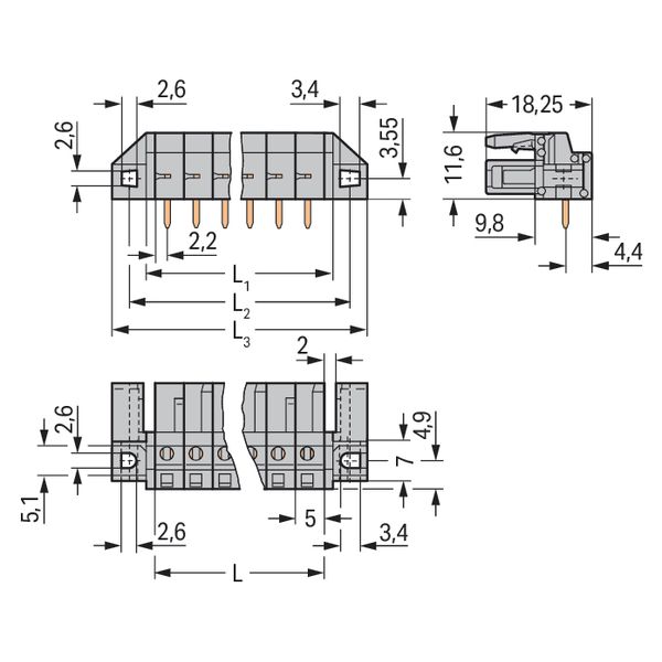 THT female header angled Pin spacing 5 mm gray image 5