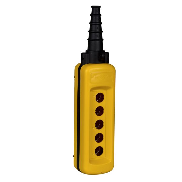 Pendant control station, Harmony XAC, empty, plastic, yellow, 5 cut-outs image 1