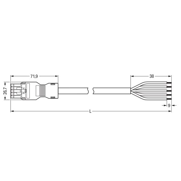 pre-assembled connecting cable Eca Socket/open-ended gray image 4