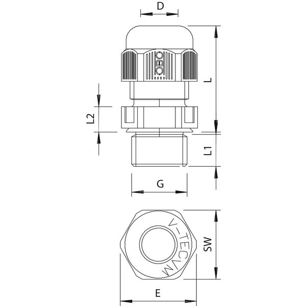 V-TEC VM L16 SW Cable gland fully metric long M16 image 2