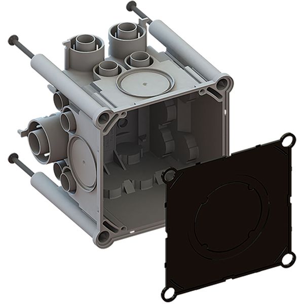 Flush mounting junction box for corrugated conduits, 115x115x105 mm image 1