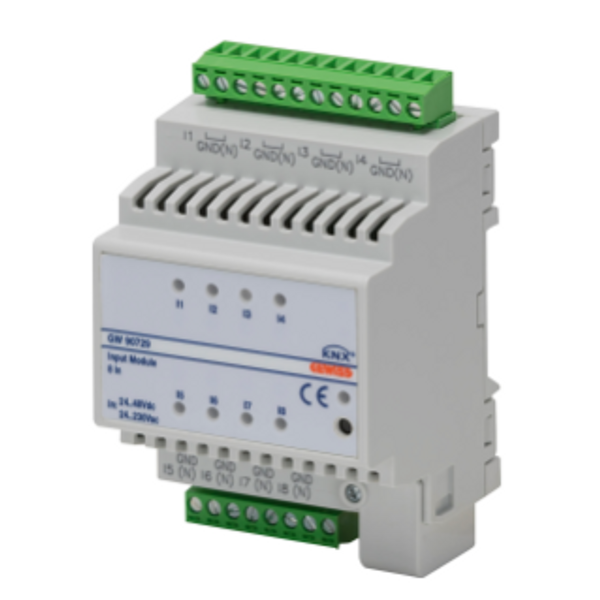 8-CHANNEL AC/DC VOLTAGE INPUT MODULE - KNX - 8 CHANNELS - IP20 - 4 MODULES - DIN RAIL MOUNTING image 1