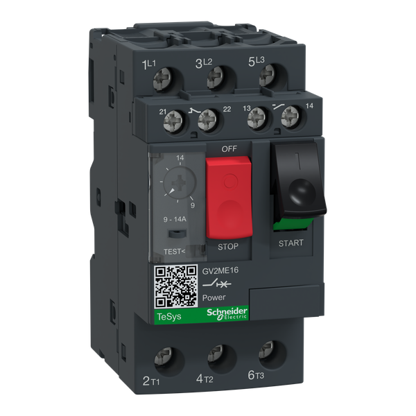 Motor circuit breaker,TeSys Deca frame 2,3P,9-14A,thermal magnetic,push button,with GVAE11,bulk qty image 1