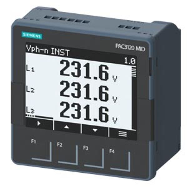 SENTRON PAC3120, calibrated according to MID, LCD 96 x 96 mm Power Monitoring Device, control panel instrument with measurement of electrical variables, protocol: image 1