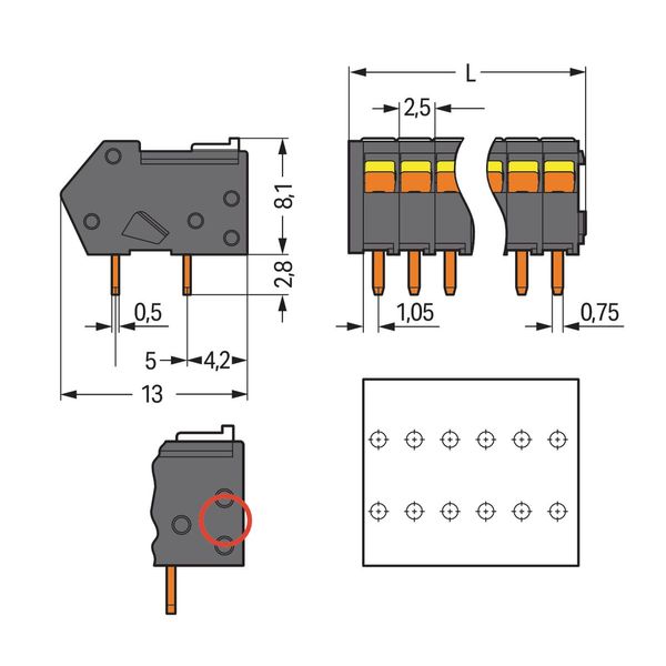 THR PCB terminal block Locking slides 0.5 mm² black image 4