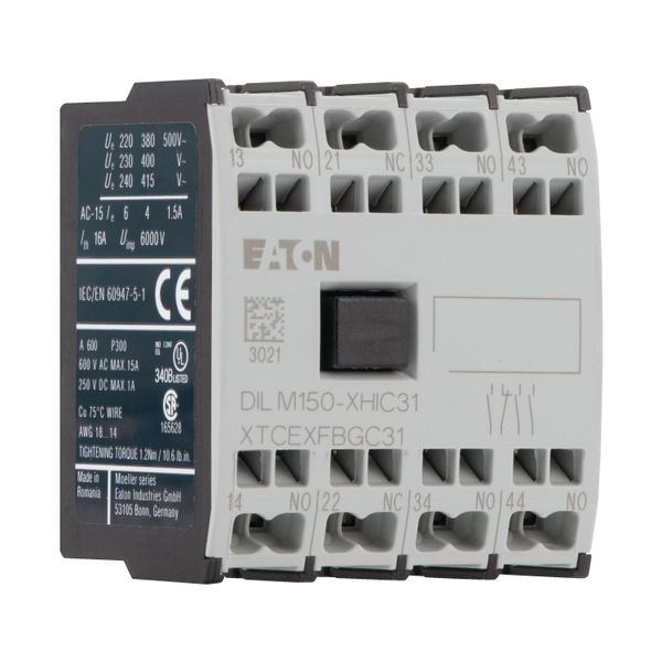 Auxiliary contact module, 4 pole, Ith= 16 A, 3 N/O, 1 NC, Front fixing, Spring-loaded terminals, DILMC40 - DILMC150 image 10