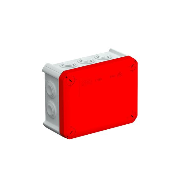 T 100 RO-LGR Junction box with entries, red cover 150x116x67 image 1