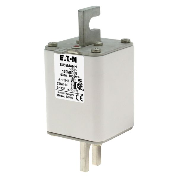 Fuse-link, high speed, 630 A, AC 1000 V, DIN 2, 59 x 75 x 138 mm, aR, DIN, IEC, single indicator image 5