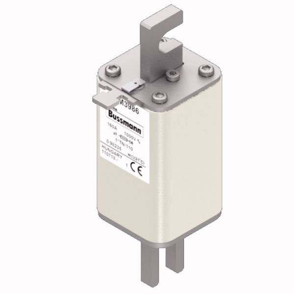 Fuse-link, high speed, 160 A, AC 1000 V, compact DIN 1, 43 x 61 x 138 mm, aR, DIN, IEC, single indicator image 2