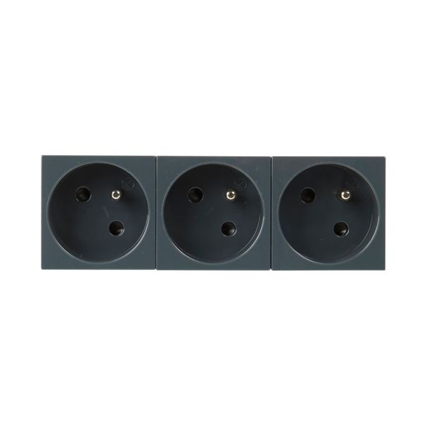 MOSAIC 3X2P+E FRENCH STANDARD INCLINED 45 PREWIRED SOCKET ANTHRACITE image 2