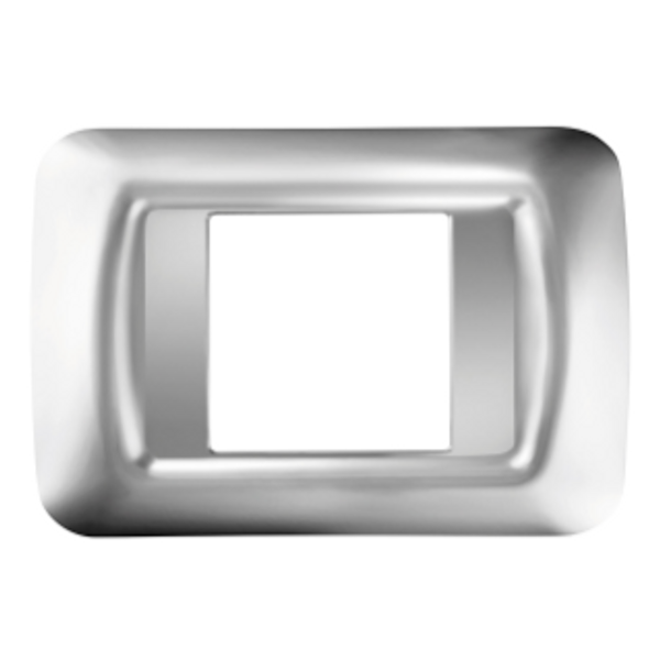 TOP SYSTEM PLATE - IN TECHNOPOLYMER GLOSS FINISH - 2 GANG - SOFT CHROME - SYSTEM image 1